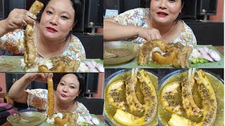 Wak kalai soda songa suk onge chatjokPork belly with black Lentils cook with sodaGaro Mukbang [upl. by Ifar]