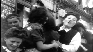 Liberated civilians cheer arrival of the American troops in LyonSouthern France HD Stock Footage [upl. by Barnard]