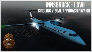 P3D v44 ✈ LOWI Circling Visual Approachat Night ✈  Austrian Dash8 Q400 [upl. by Ymrots]