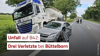 Unfall bei Büttelborn Drei Verletzte auf der B42 [upl. by Ayanej30]