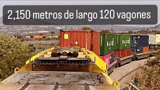 TREN de 120 vagones cargados en subida 2150 metros de largo  Train Travel  Mexican Trains [upl. by Knepper165]