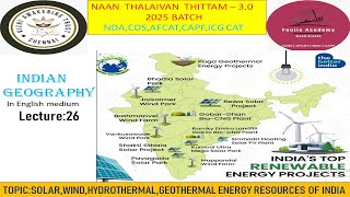 SolarWindHydrothermalGeothermal Resources of India Lecture26 for all exams cdsndaafcatcapf [upl. by Ynar815]