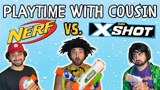 NERF vs X SHOT  Playtime w Cousin [upl. by Nilesoy994]