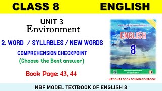 Class 8 Unit 3 Words into Syllables and new words  MCQS  NBF Model Textbook of English 8 [upl. by Shanda]