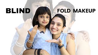 Blind Fold makeup  Makeup challenge 💪 With Sihi 💖 Challenge video 💪 ​⁠VaisshnaviStudios [upl. by Ahseet409]