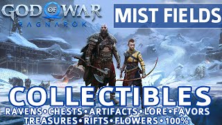 God of War Ragnarok  Mist Fields All Collectible Locations Chests Artifacts Ravens  100 [upl. by Jacoby]