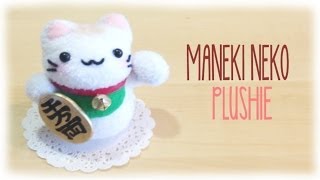 How make Make Lucky Cat Plushie  Maneki Neko Easy Sock Sewing Project [upl. by Jueta]