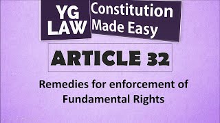 Article 32  Writ Jurisdiction  Constitution of India [upl. by Atilemrac]