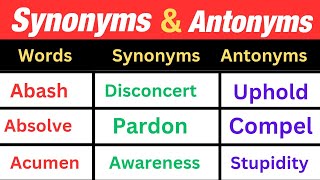 Synonyms and Antonyms  Most Useful Synonyms and Antonyms  English Vocabulary [upl. by Conlan710]