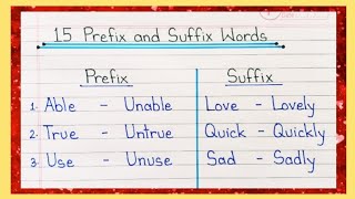 15 Prefix and Suffix In English  suffix and prefix  Prefix Words  Suffix Words  prefix suffix [upl. by Norrej]