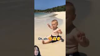 Ohoh🥰🤗😘 baby beach babyfunnymoments cute trending highlights viralvideo [upl. by Nostets]