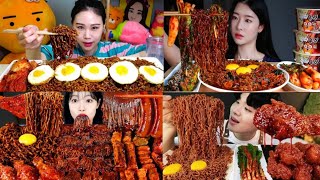 ASMR EATING SPICY KOREAN NOODLES BEST MUKBANG CHALLENGE mukbang eating [upl. by Chappy]