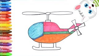 Wie zeichnet man Bunter Hubschrauber  Zeichnen und Ausmalen für Kinder mit MiMi [upl. by Acirret59]