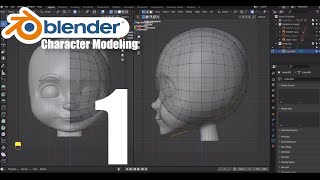 Blender Character Tutorial  Part 1 Start the Head [upl. by Rinee167]