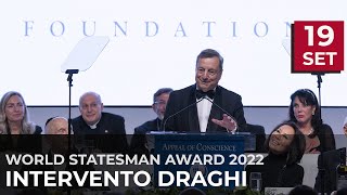 Il Presidente Draghi interviene al World Statesman Award a New York [upl. by Ecinwahs]