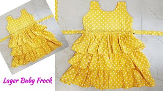 FrillLayer Baby Frock Cutting and Stitching very Easy [upl. by Sandy]