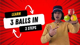 HOW TO JUGGLE 3 BALLS learn to juggle 3 balls  beginner tutorial [upl. by Ahseekan637]