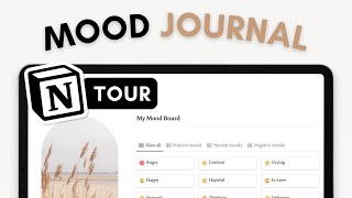 Mood Journal amp Tracker with Notion mental health mood boosters reminders amp more Template Tour [upl. by Ahsekim517]