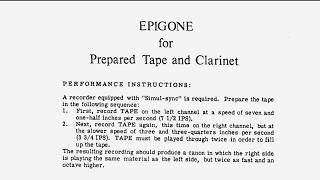 Epigone  For prepared tape and clarinet [upl. by Swithin]