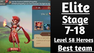 Lords mobile Elite Stage 718 With level 58 heroes F2p best team [upl. by Eellah]