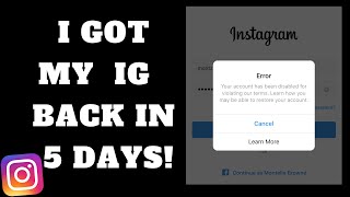 How To Get Disabled Instagram Account Back In 5 DAYS 2019 TUTORIAL [upl. by Holle194]