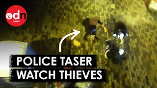 CCTV Shows Police Officers Taking Down Gangs of Watch Thieves [upl. by Yrtneg934]