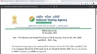 NTA Declares the ResultNTA Scores of PhD Entrance Test for DU JNU BHU amp BBAU 2023 Big Update [upl. by Annawit]