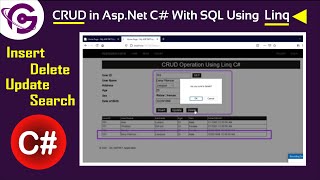 Complete CRUD Operation in AspNet C with SQL Using Linq Step by Step  ProgrammingGeek [upl. by Cirded]