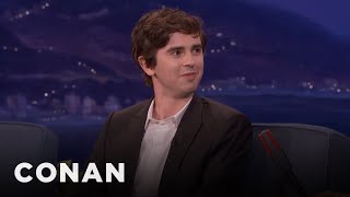 Freddie Highmore Teaches Conan Polite British Swears  CONAN on TBS [upl. by Ettezil]