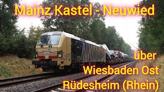 Von Mainz  Kastel nach Neuwied über Wiesbaden Ost und Rüdesheim am Rhein [upl. by Forster]