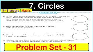 Problem set 31 Circles Chapter 7 5th standard Math  Problem Set 31 Class 5th Math Chapter 7 Circles [upl. by Minna]