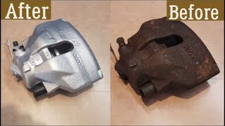 How to rebuild front brake caliper  VW Audi Skoda Seat  New piston and seals COMPLETE GUIDE [upl. by Odelinda]