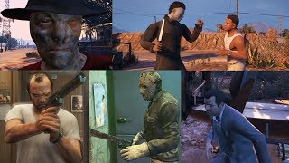 Franklin amp Trevor amp Michael VS Jason amp Myers amp Freddy  Ultimate Battle GTA 5 [upl. by Assilac]