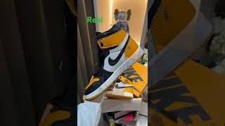 Real vs Fake jordan 1 yellow 💛sneakers sneakerhead viralvideo art [upl. by Ennovaj]