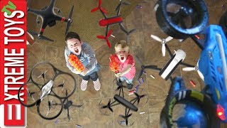 Attack of the Drones Nerf Battle Ethan and Cole Vs Machines [upl. by Oyek]