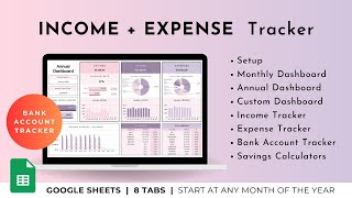 Video Tutorial  Income and Expense Tracker  Google Sheets Template [upl. by Courtenay]