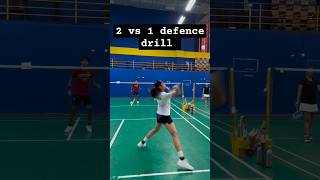 2 vs 1 defence drill  badminton [upl. by Seiber809]