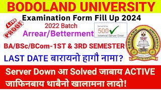 Server आ Active जाफिनबाय BABScBComBCA 1st3rd Semester ArrearBetterment Examnination FormFillUp [upl. by Chloe574]