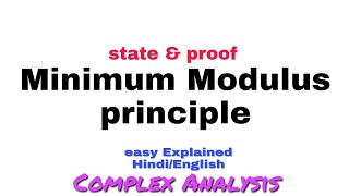 MINIMUM MODULUS PRINCIPLE  COMPLEX ANALYSIS [upl. by Eanerb]