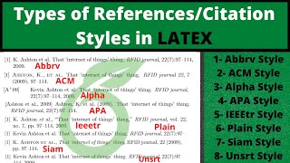 Types of ReferencesBibliography in Latex  Overleaf  Citation [upl. by Jessi881]