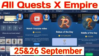 2526 September All Quests Code X Empire  Riddle Of The Day  Rebus Of The Day  YouTube Video Code [upl. by Tower]