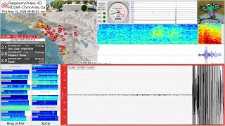 M 36 amp 30 Lakeland Village CA 81524  RaspberryShake 4D Seismograph RD29A  Chino Hills CA [upl. by Nahgeem]