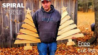 How to Make a Spiral Wooden Christmas Tree – Free Cut List Included [upl. by Ahsenwahs309]