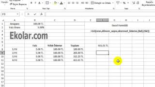 Excel Finans Anüite Hesaplama  Dönem Sonu Anüitelerin Gelecek Değeri  Annuities [upl. by Adiehsar679]