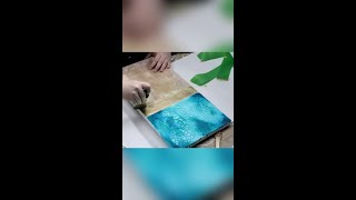 Amazing DIY Textured Wall Art in Turquoise and Gold art textureart abstractart acrylicpainting [upl. by Efioa]