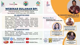 Menerapkan Hasil SDGs Desa Ke Dalam RKPDes dan RPJMDes Seri SDGs Desa 7 sd 15  Webinar BPI [upl. by Thompson]