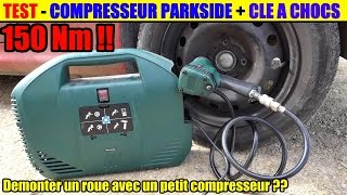 test compresseur lidl parkside pkz 180  clé à chocs pneumatique pdss 310 Demonter un pneu [upl. by Lleryt]