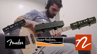 Jazz Bass Pickup Comparison NordstrandFenderBartolini [upl. by Meilen734]