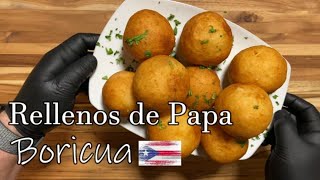 Rellenos de Papa puertorriqueños Puerto Rican fried stuffed Potatoes [upl. by Llehsar]