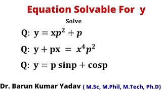 Equation solvable for y in Hindi  first order and higher degree  part 5 [upl. by Rebel]